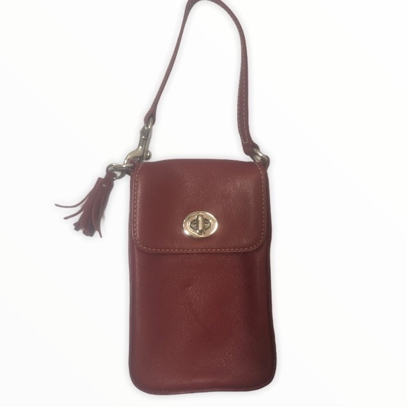 Coach red leather vintage accessories wristlet bag